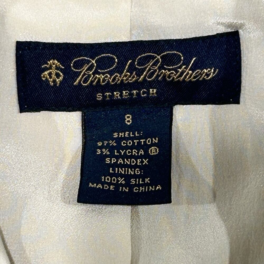 Brooks Brothers 8 Cream Stretch Cotton Trench Coat Jacket 100% Silk Lined - Picture 2 of 10